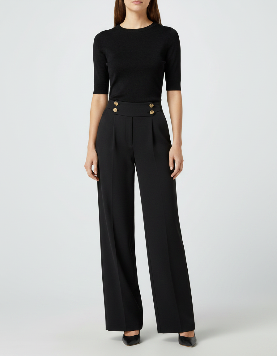 Pantalon De Tailleur Noir Femme - Polyester