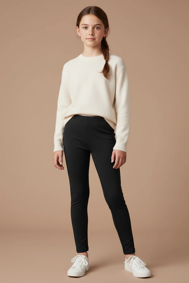 Pantalon Noir Extensible Confortable Slim Fille - Maille