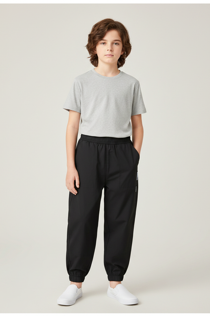 Pantalon Noir Sport Cargo Coton Décontracté Garçon - Polyester