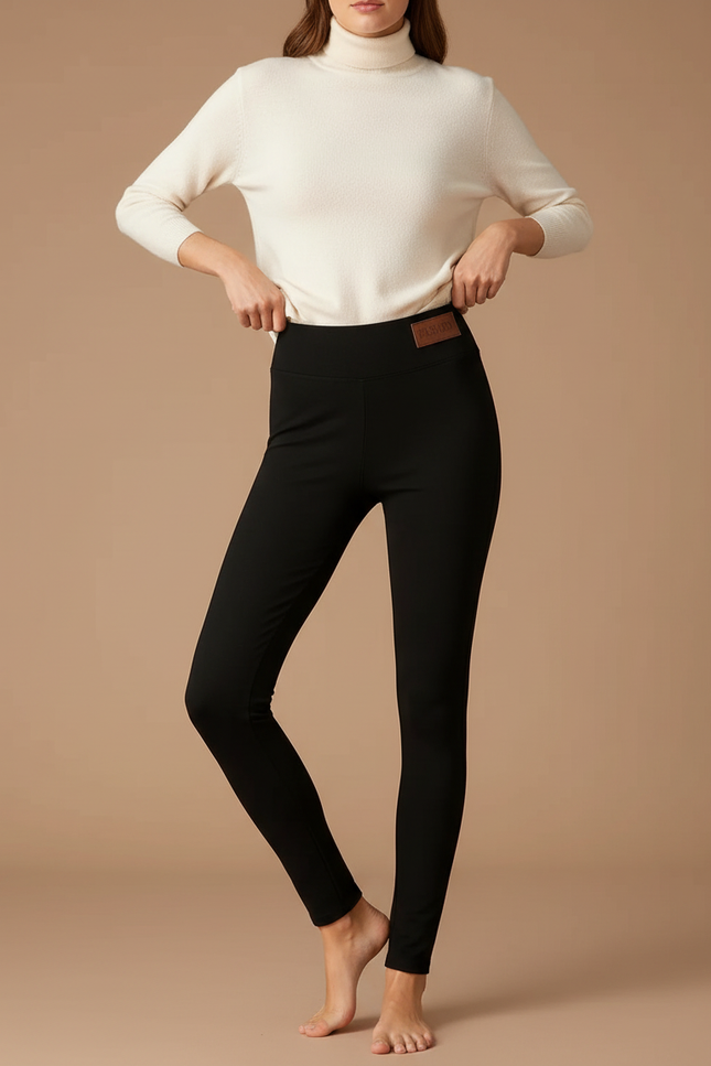 Pantalon Noir Taille Haute Élastique Confortable Femme - Polyester
