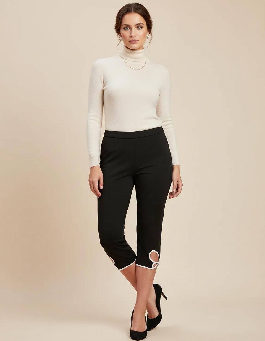 Pantalon Noir Court Femme - Polyester