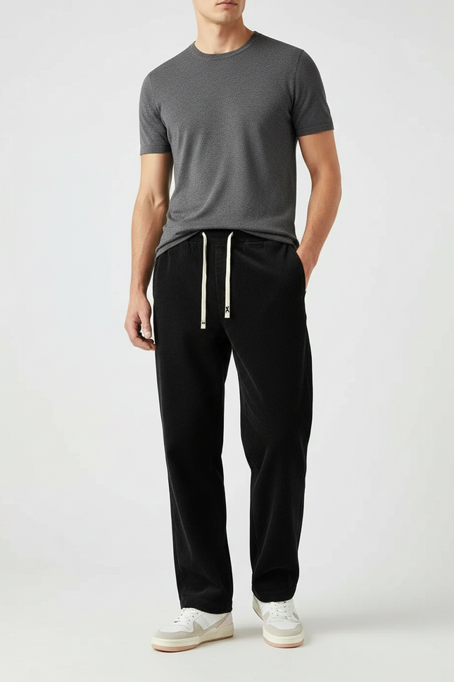 Pantalon Velours Côtelé Noir Homme - Cordé