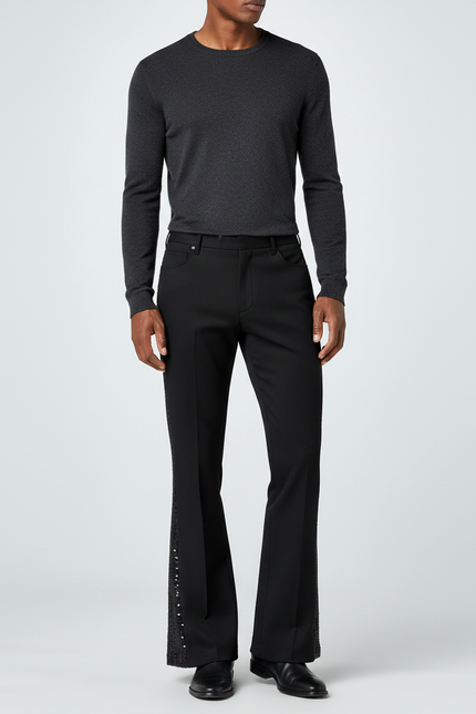 Pantalon A Sequin Noir - Polyester