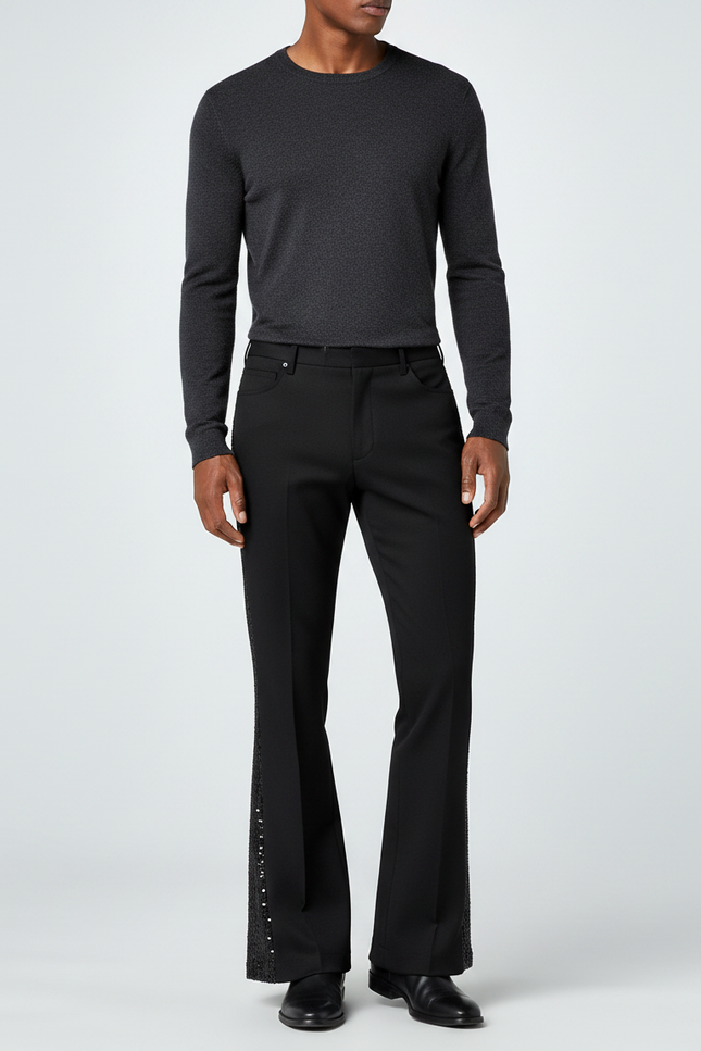 Pantalon A Sequin Noir - Polyester