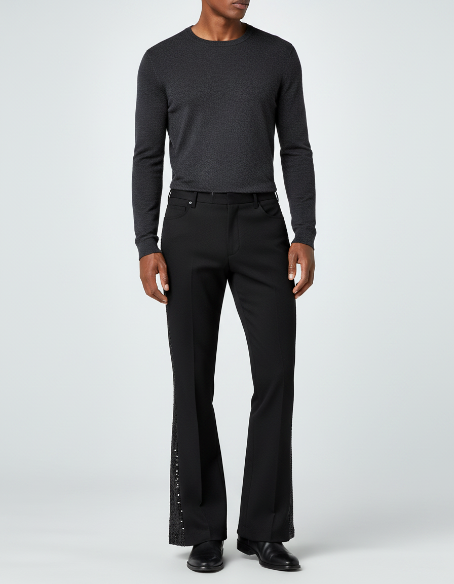 Pantalon A Sequin Noir - Polyester