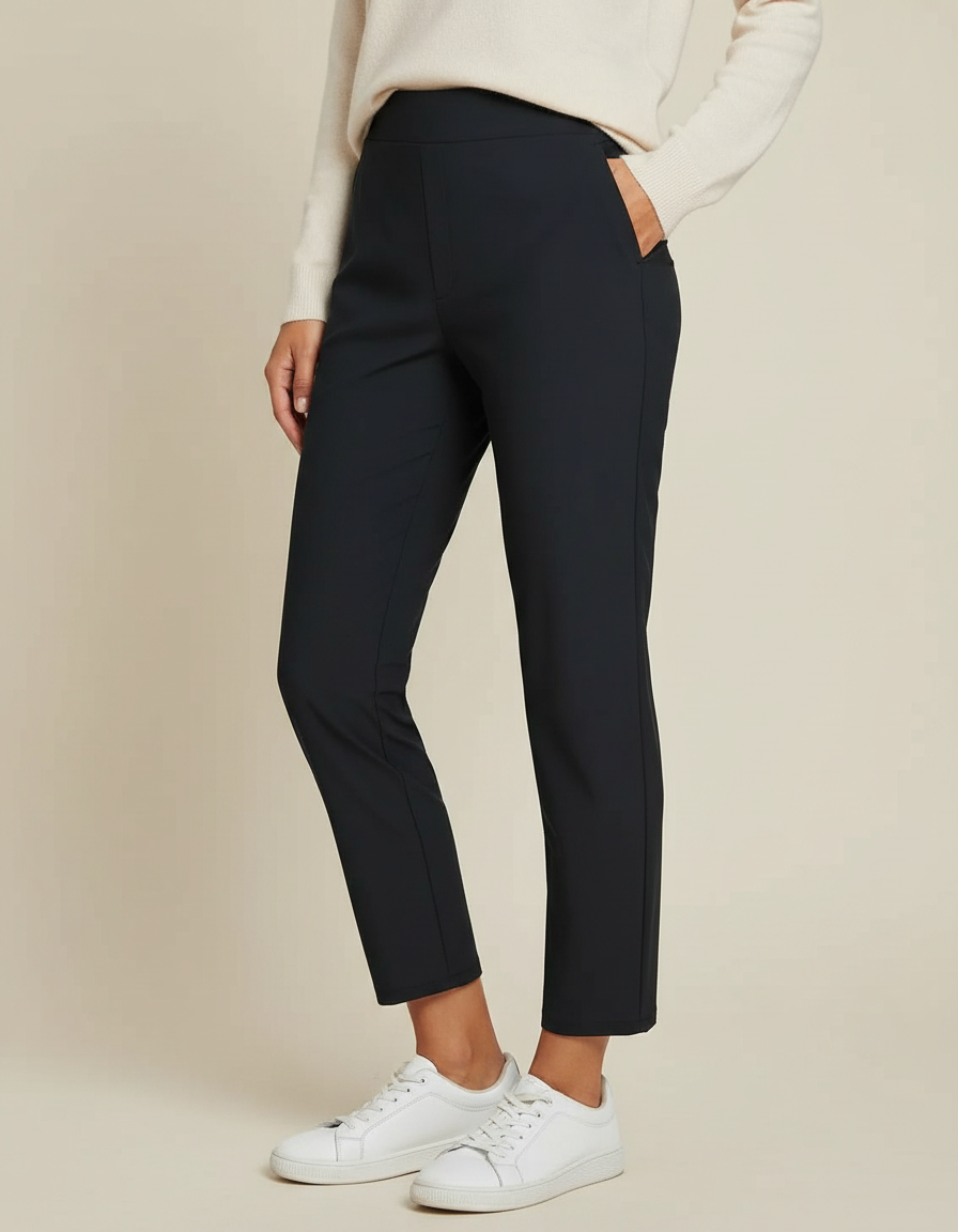 Pantalon Noir Slim Extensible Taille Haute Femme - Gabardine