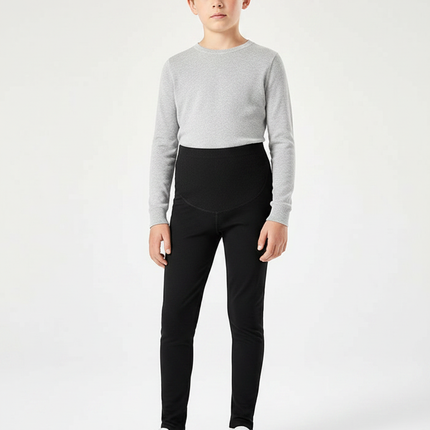 Pantalon Noir Côtelé Ajusté Confortable Élastique Garçon - Cordé