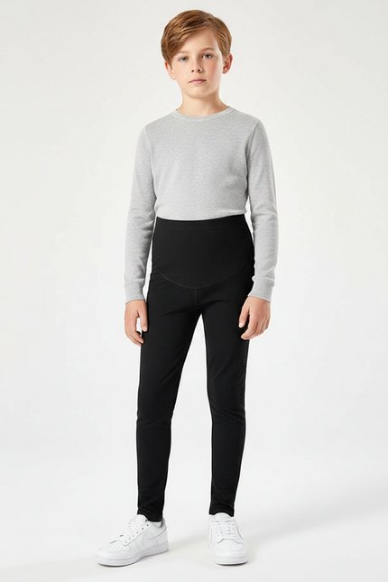 Pantalon Noir Côtelé Ajusté Confortable Élastique Garçon - Cordé