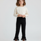 Pantalon Noir Évasé Volants Dentelle Fille Doux - Maille