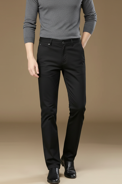 Pantalon Noir Homme Coton Droit Élégant Business