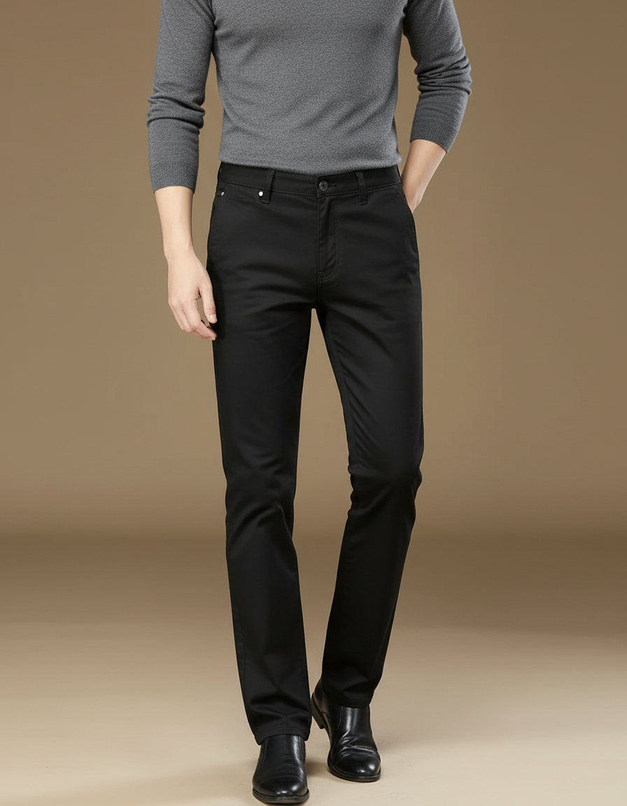 Pantalon Noir Homme Coton Droit Élégant Business