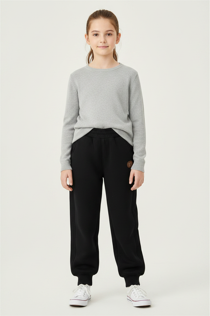 Pantalon Noir Molletonné Confortable Enfant