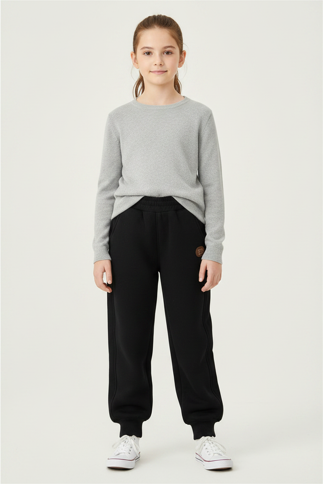 Pantalon Noir Molletonné Confortable Enfant