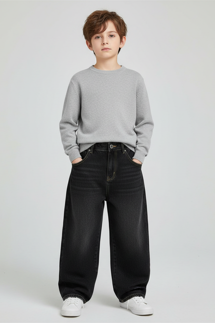 Pantalon Noir Ample Denim Décontracté Enfant - Jean