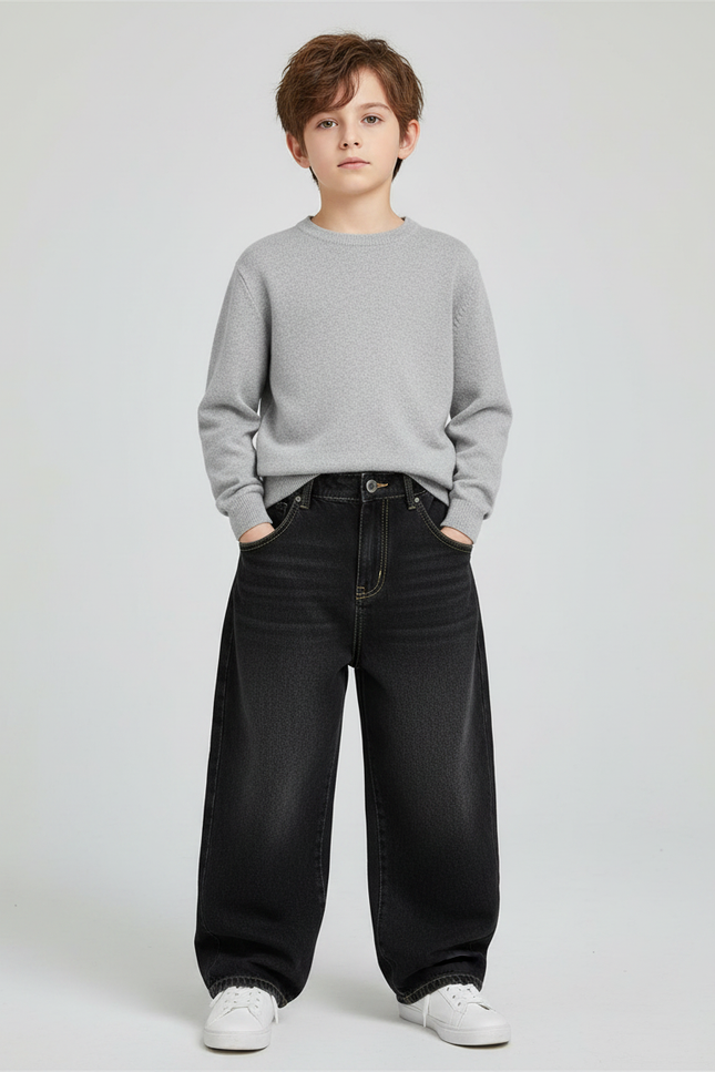 Pantalon Noir Ample Denim Décontracté Enfant - Jean