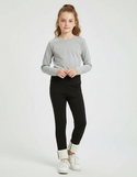 Pantalon Noir Fille Chaud Hiver Doublé Polaire - Polyester