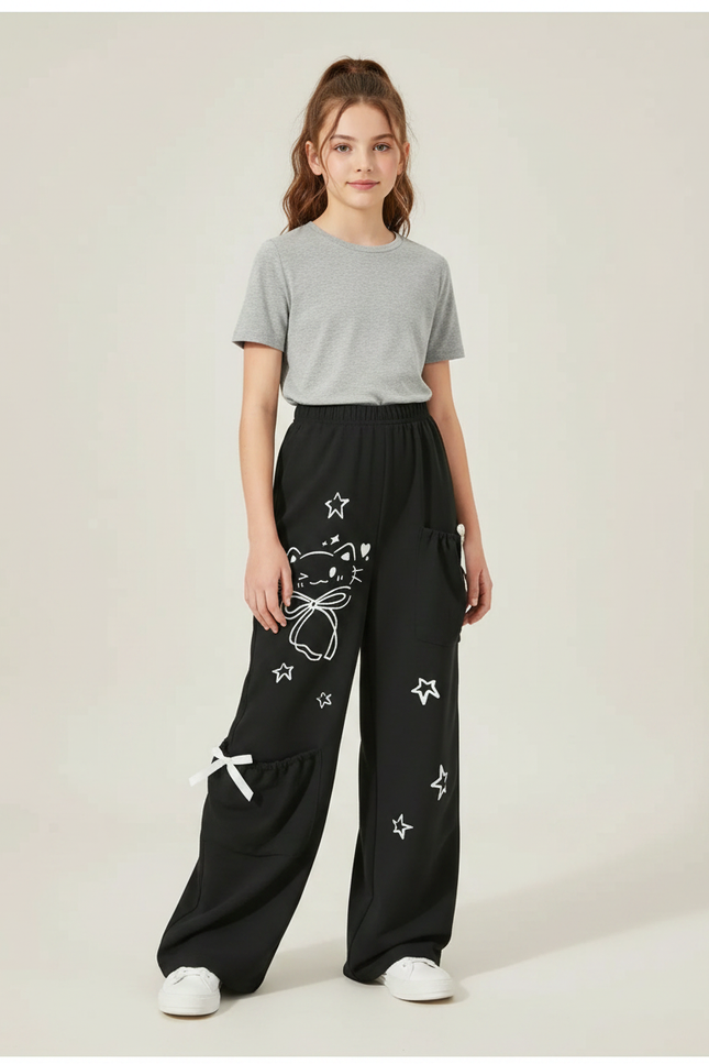 Pantalon Noir Imprimé - Molleton