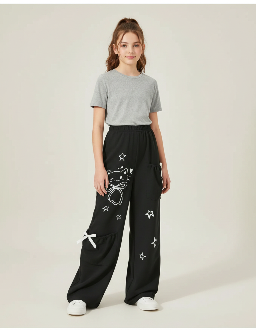 Pantalon Noir Imprimé - Molleton