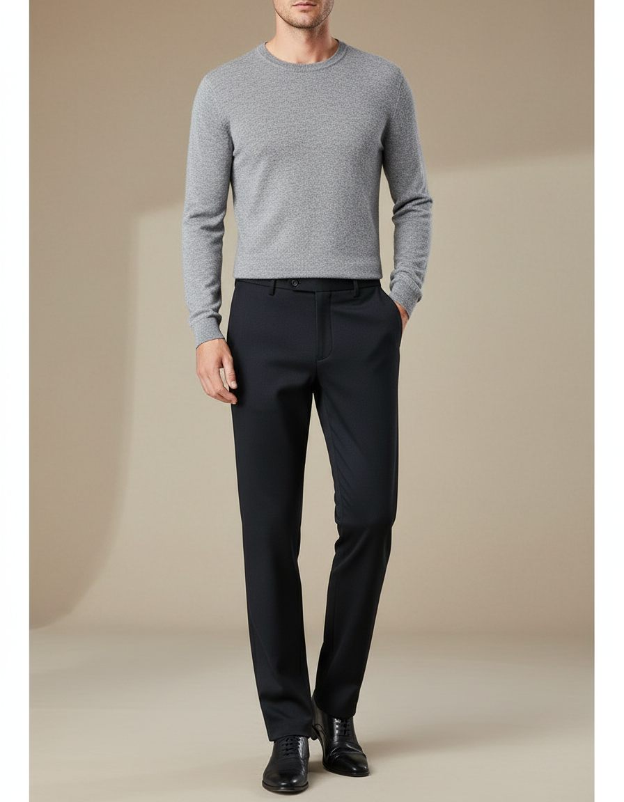 Pantalon De Tailleur Noir - Gabardine