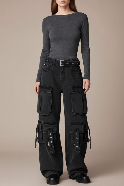 Pantalon Treillis Noir Femme - Jean