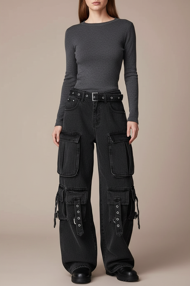 Pantalon Treillis Noir Femme - Jean