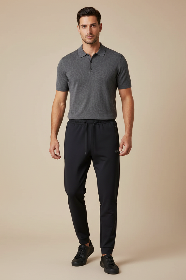 Pantalon Noir Jogger Homme Casual Uni Confortable - Polyester