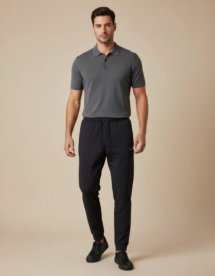 Pantalon Noir Jogger Homme Casual Uni Confortable - Polyester