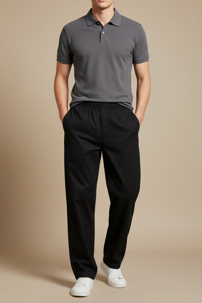 Pantalon Noir Straight - Coton