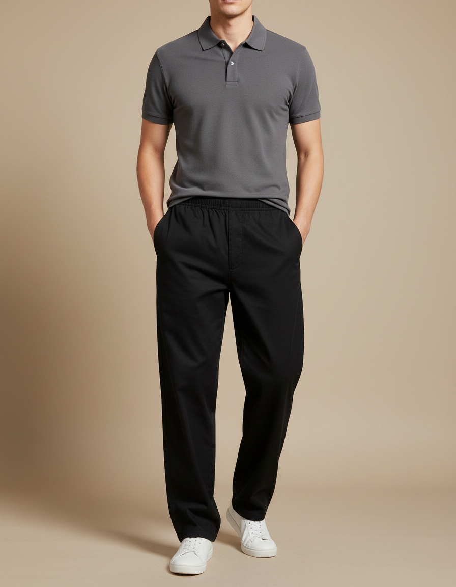 Pantalon Noir Straight - Coton