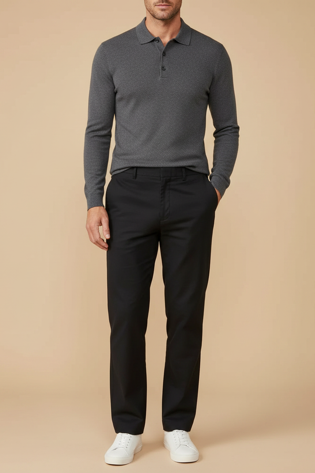 Pantalon Noir Classique Droit Coton Décontracté Homme