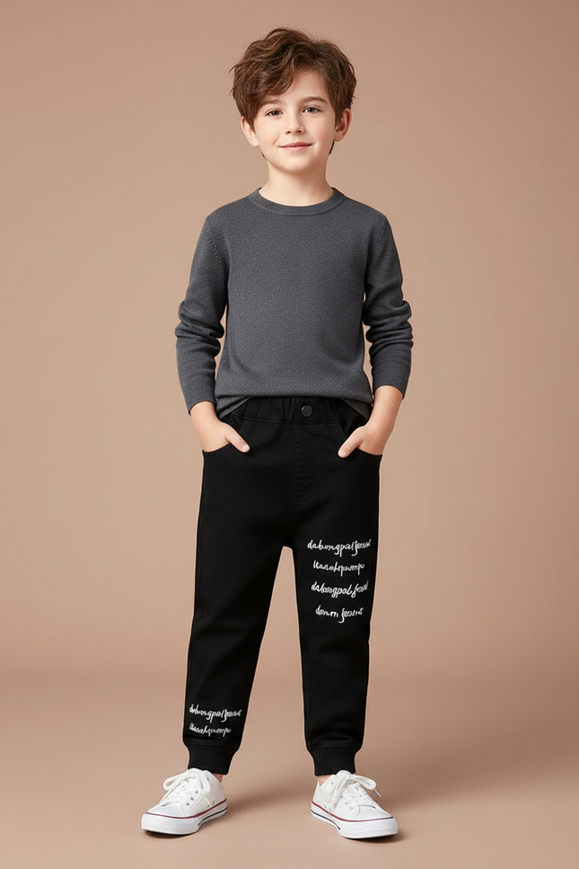 Pantalon Noir Brodé - Molleton