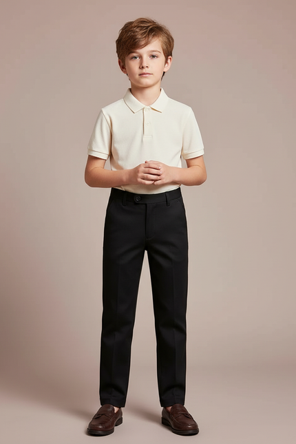 Pantalon Noir Classique Garçon Habillé Élégant - Gabardine
