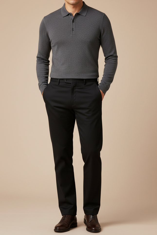 Pantalon De Ville Noir Homme - Gabardine