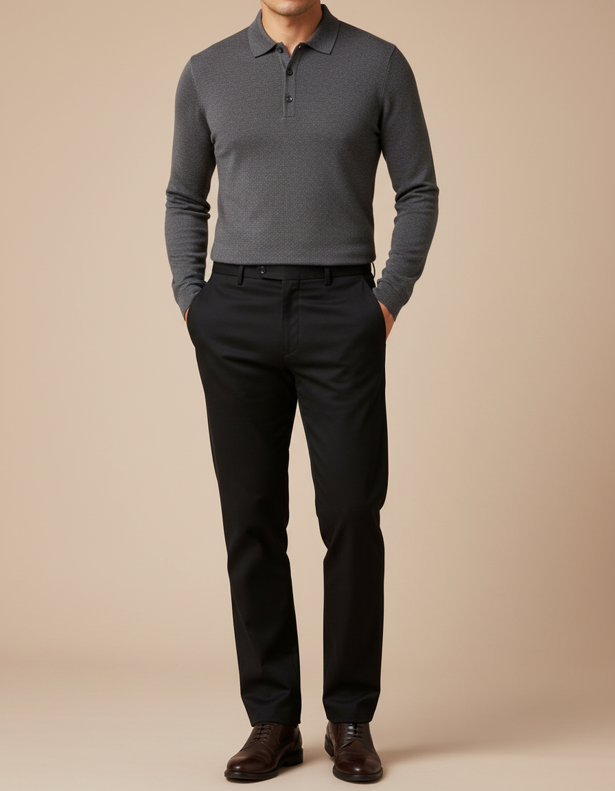 Pantalon De Ville Noir Homme - Gabardine