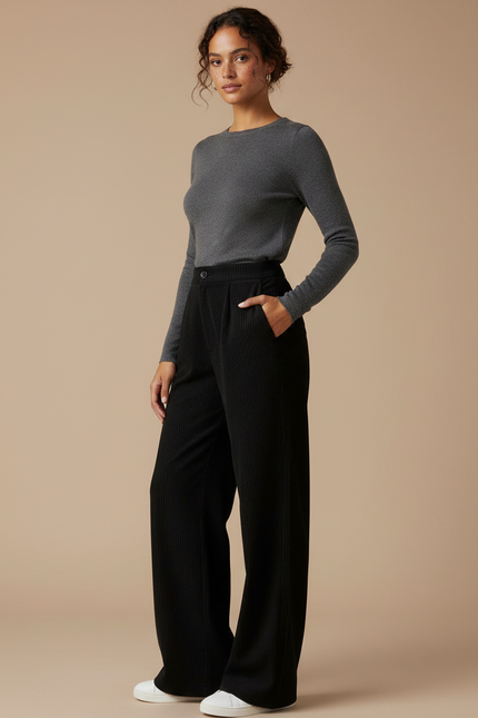 Pantalon Noir Cb8e - Cordé