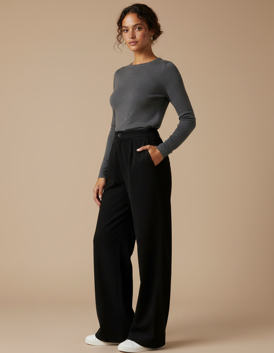 Pantalon Noir Cb8e - Cordé