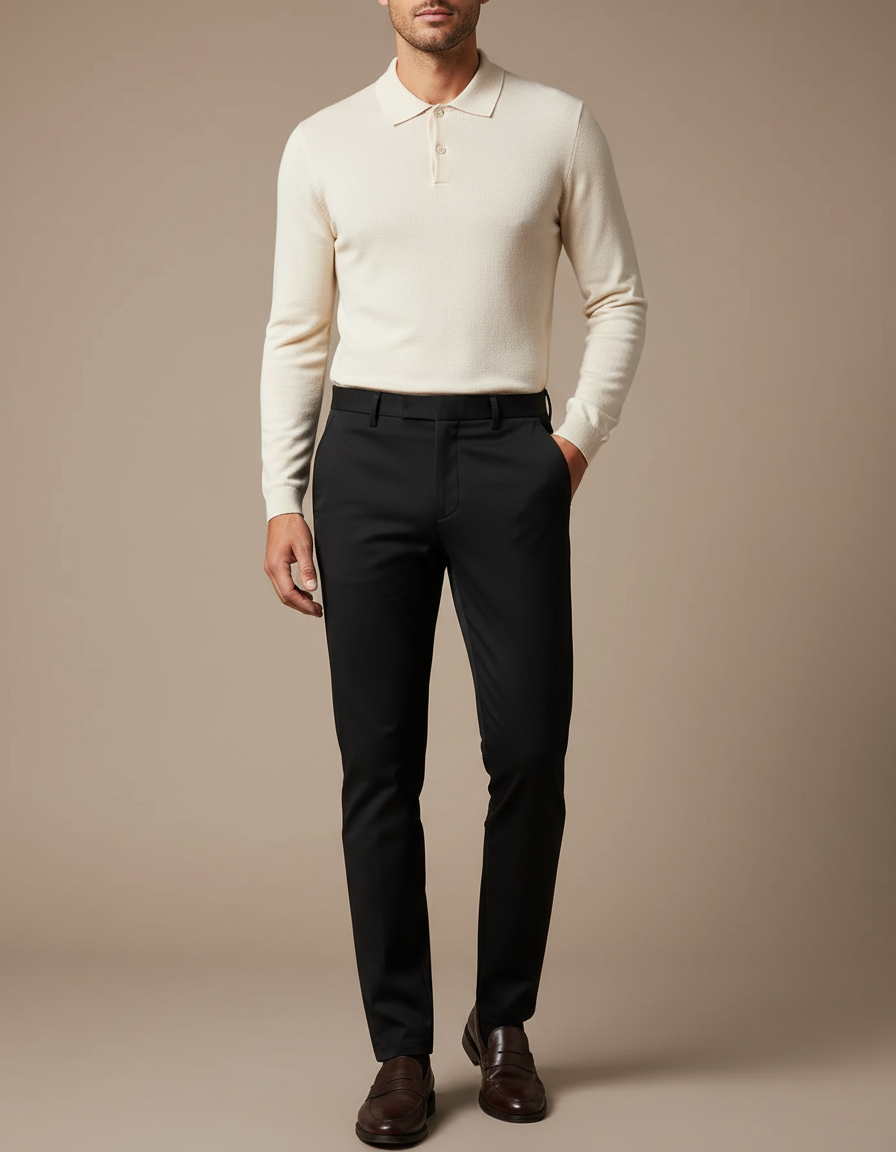 Pantalon Noir Slim Habillé Extensible Homme - Polyester