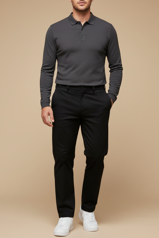 Pantalon Noir Droit Coton Décontracté Homme