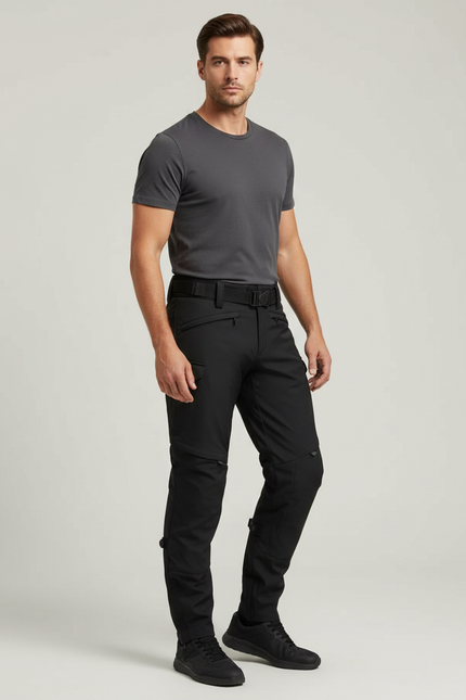 Pantalon Noir Cargo Tactique Homme Ajusté Sport - Polyester