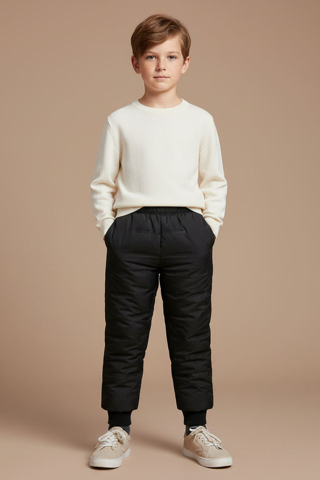 Pantalon Noir Matelassé Hiver Enfant Rembourré - Polyester