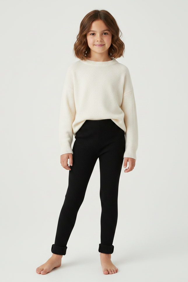 Pantalon Noir Côtelé Skinny Enfant Élastique Coton - Maille
