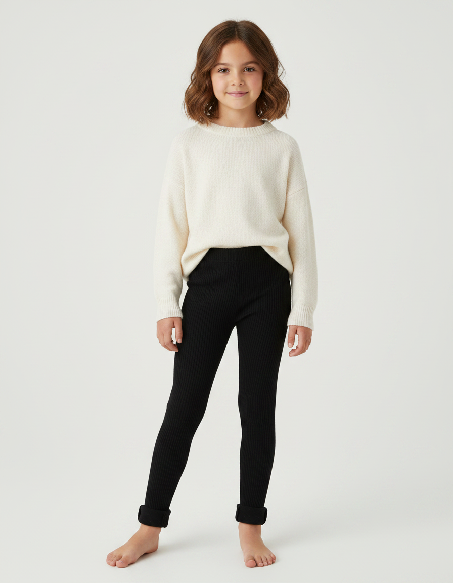 Pantalon Noir Côtelé Skinny Enfant Élastique Coton - Maille