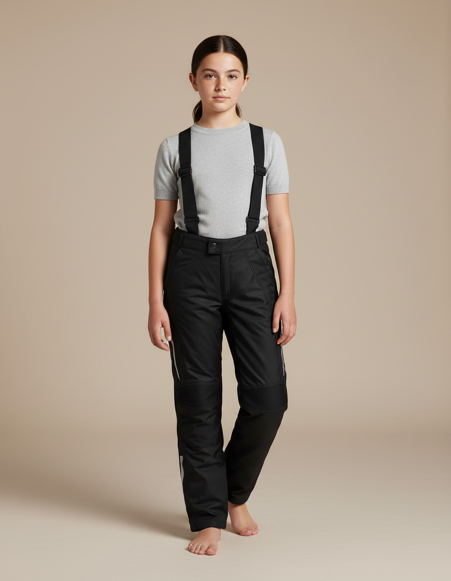 Pantalon Noir Bretelles Réfléchissant Imperméable Enfant - Polyester