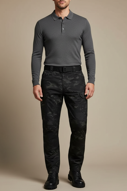 Pantalon Militaire Noir Homme - Toile