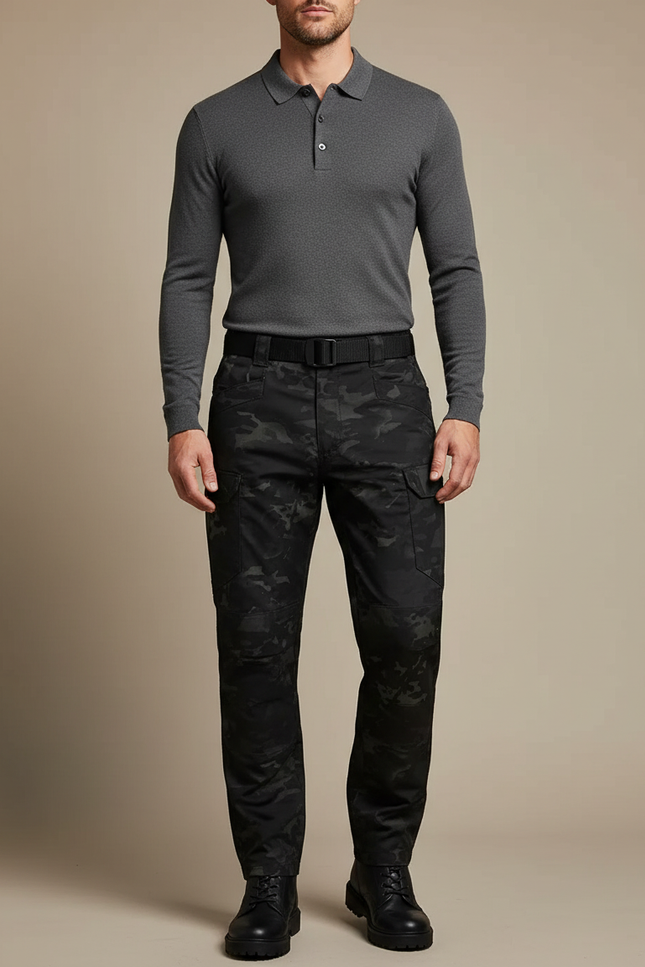 Pantalon Militaire Noir Homme - Toile