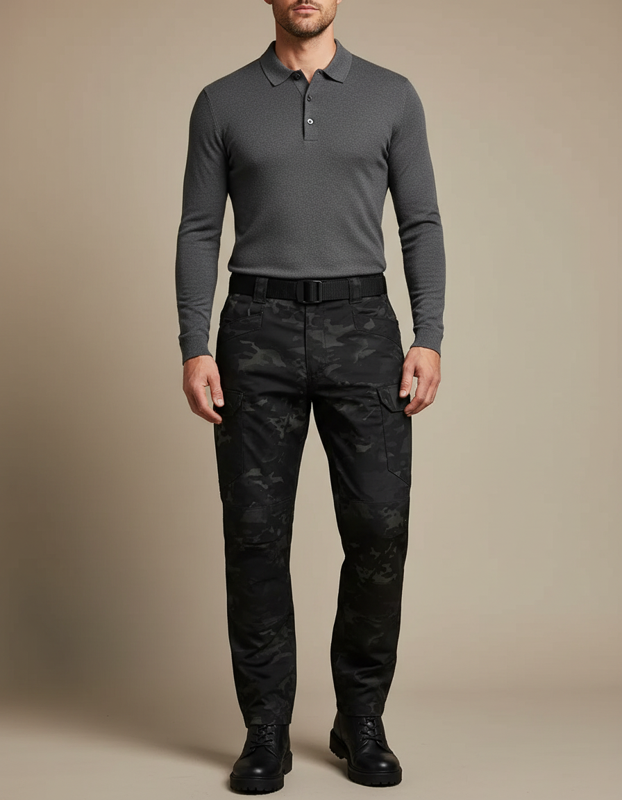 Pantalon Militaire Noir Homme - Toile