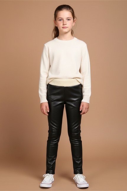Pantalon Noir Ciré - Simili cuir