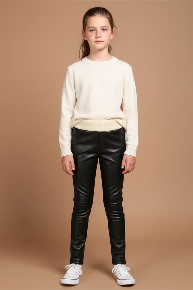 Pantalon Noir Ciré - Simili cuir