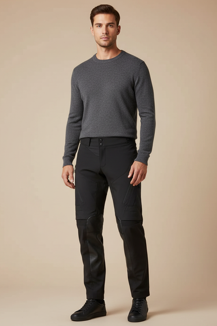 Pantalon Noir Technique Motard Ajusté Homme - Polyester