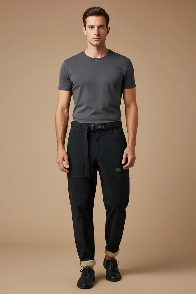 Pantalon Fuselé Homme Noir - Gabardine